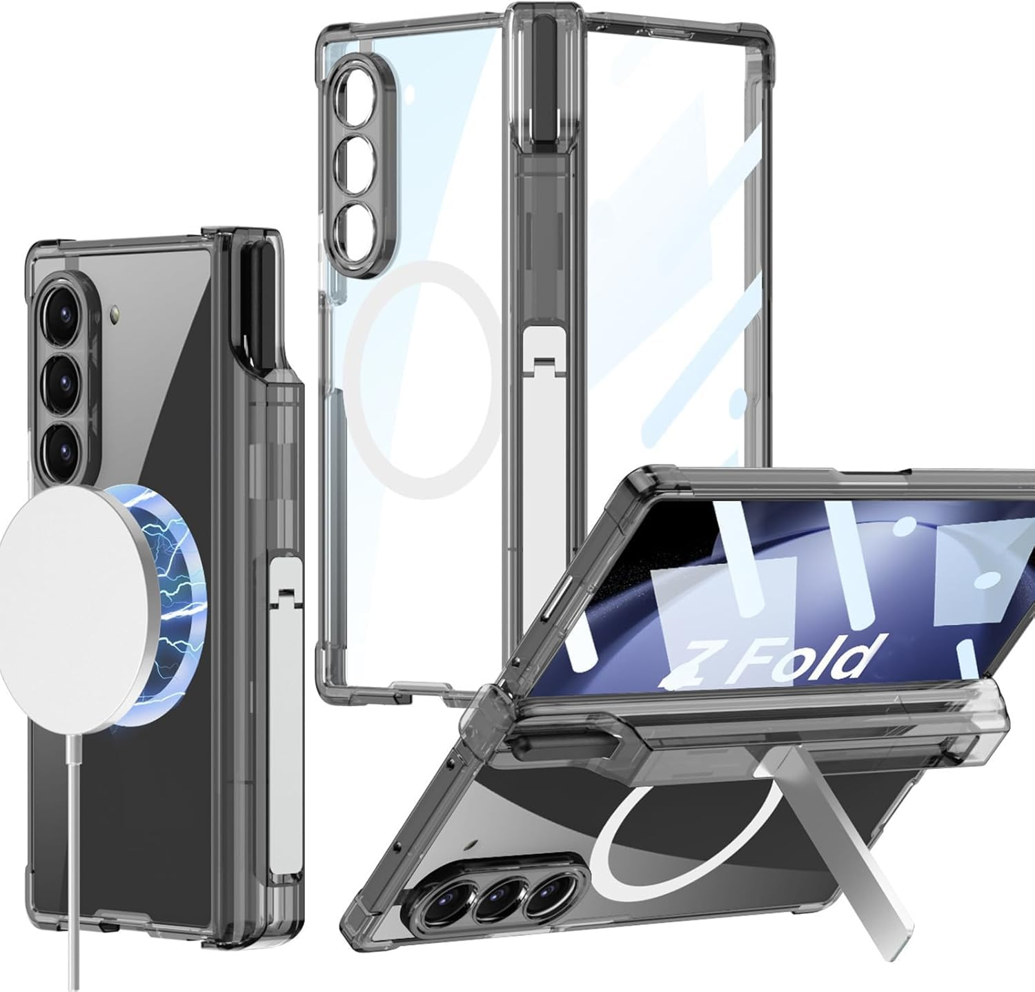 RUNGOS Magnetic for Samsung Z Fold 5 Case Magsafe, with One-Piece Screen Protector [Hinge Protection, S Pen Holder] [Hidden Stand] for Samsung Galaxy Z Fold 5 Case, All-Inclusive Armor Shockproof image number 5