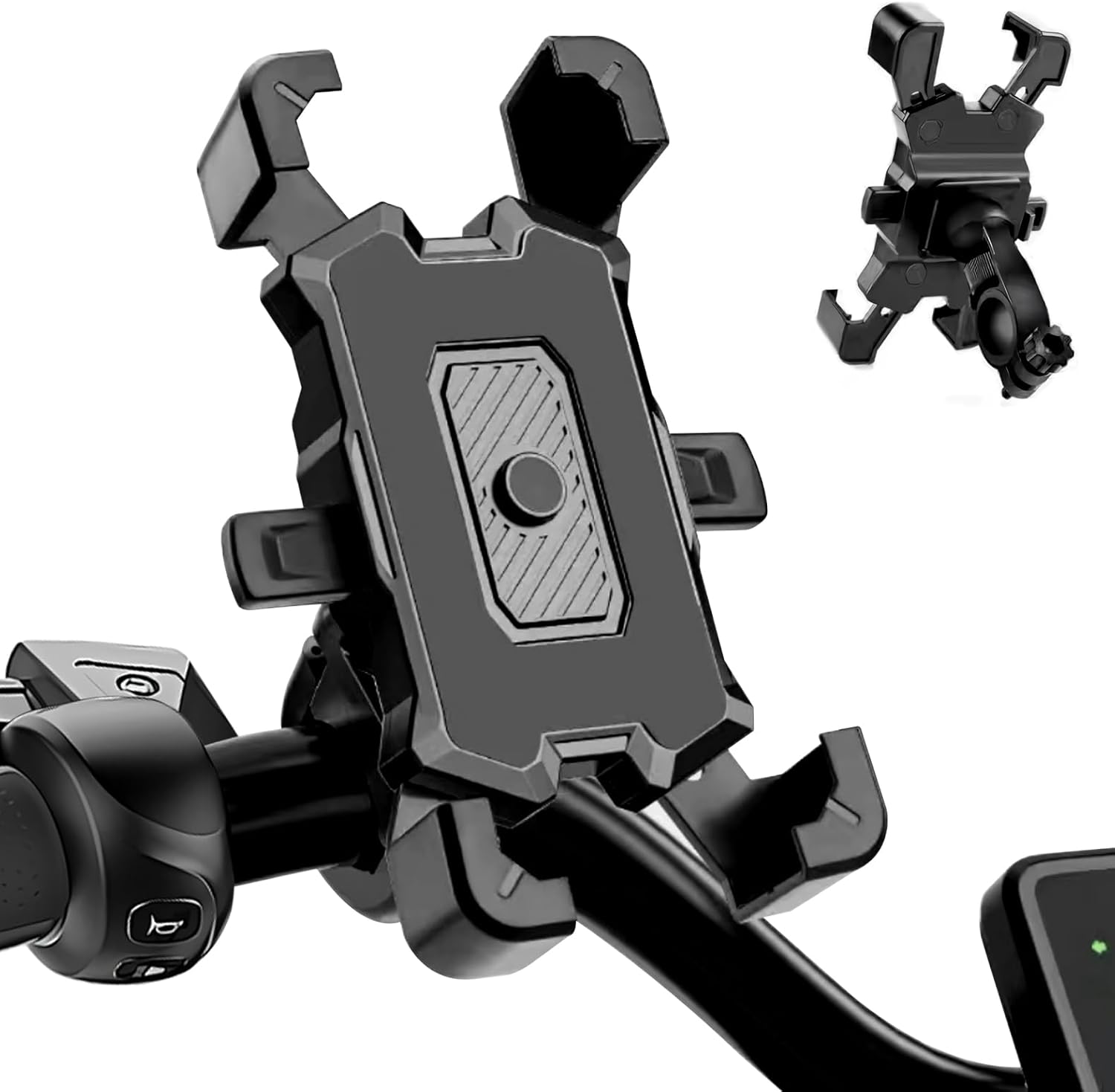 Reelau Motorcycle Phone Holder, Bike Phone Mount Holder 360&deg; Rotating Smartphone Quick Release Bicycle Phone Holder, anti Theft Phone Mount Holder for Motorcycle/Bicycle/E-Bike (For Handlebar)