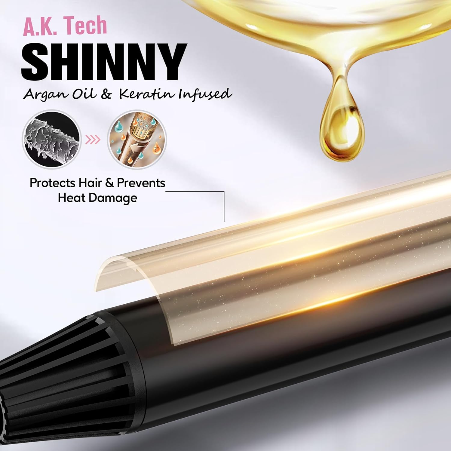 FARERY Long Barrel Curling Iron 1 Inch, Ceramic Curling Iron for Thin Hair, Infused Argan Oil & Keratin, Long Lasting Styling, 11 Adjustable Temp, Include Clips & Silicone Pad image number 5