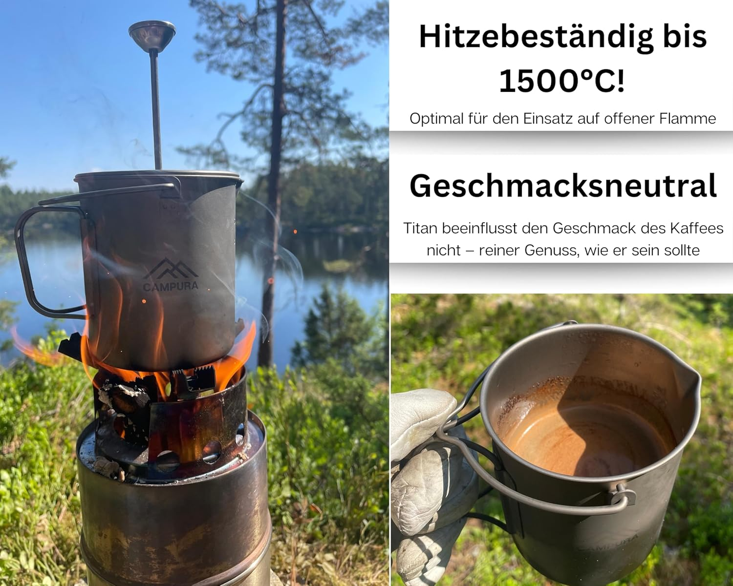 Campura Titan French Press Pot - 750 Ml Precision Filter, Lightweight & Compact, Outdoor Coffee Maker, Camping French Press