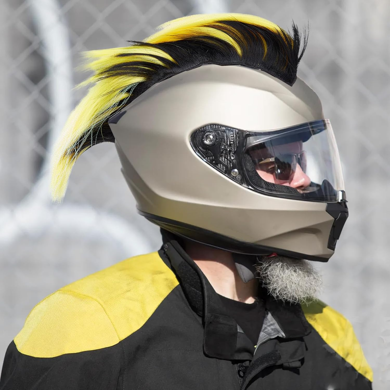 NICENEEDED Helmet Wigs Hair Helmet Mohawk Hairpiece Helmet Decoration for Motorcycle Bicycle Snowboard and Ski Helmets