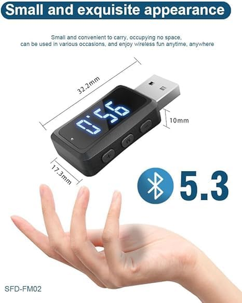 Car Bluetooth 5.3 Transmitter Receiver Handsfree Mini USB Power Car Kit Car Stereo Wireless Audio Adapter for Car Fm Radio image number 6