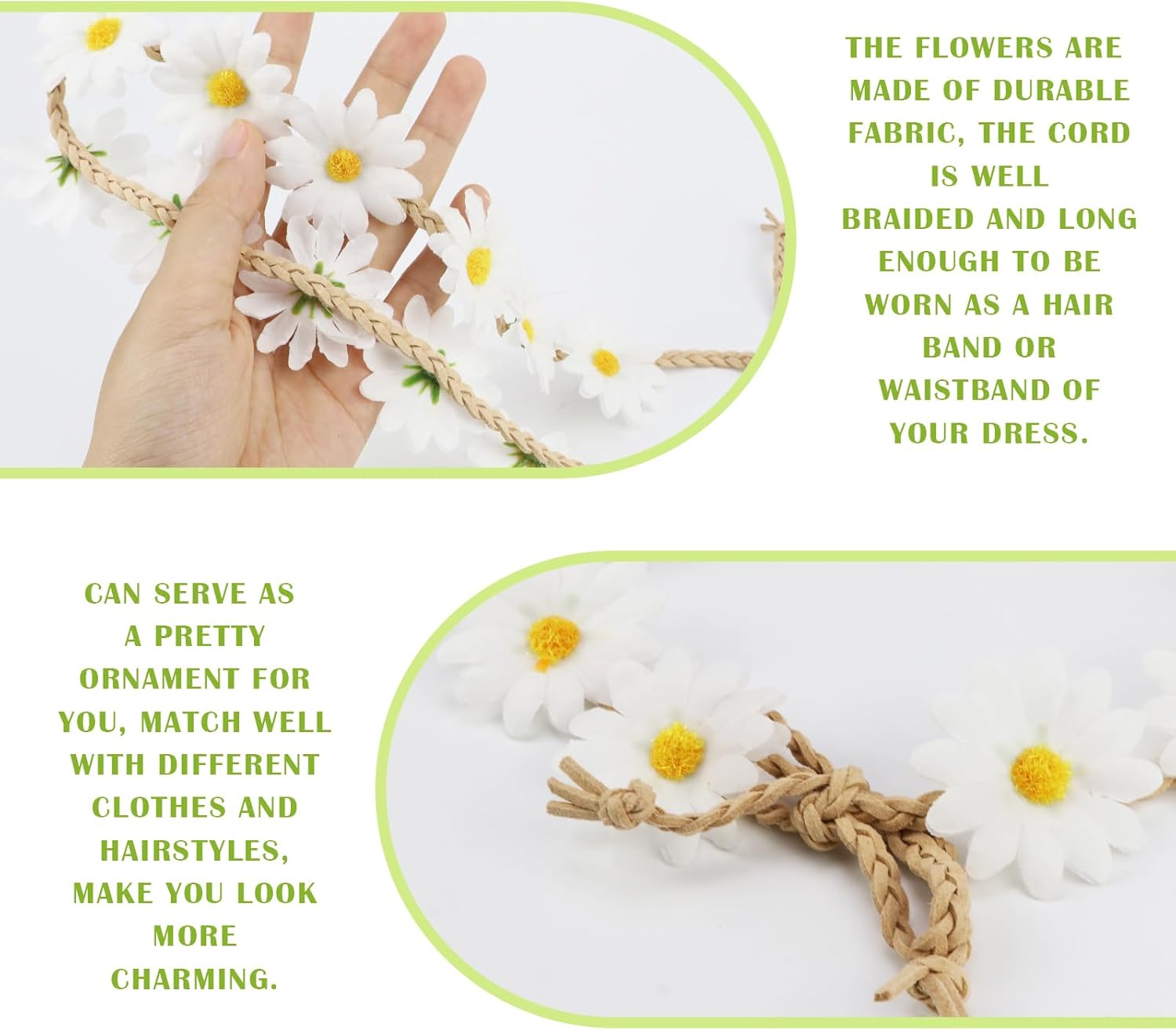 Sunflower Crown Daisy Flower Wreath Bridal Headband Festival image number 6