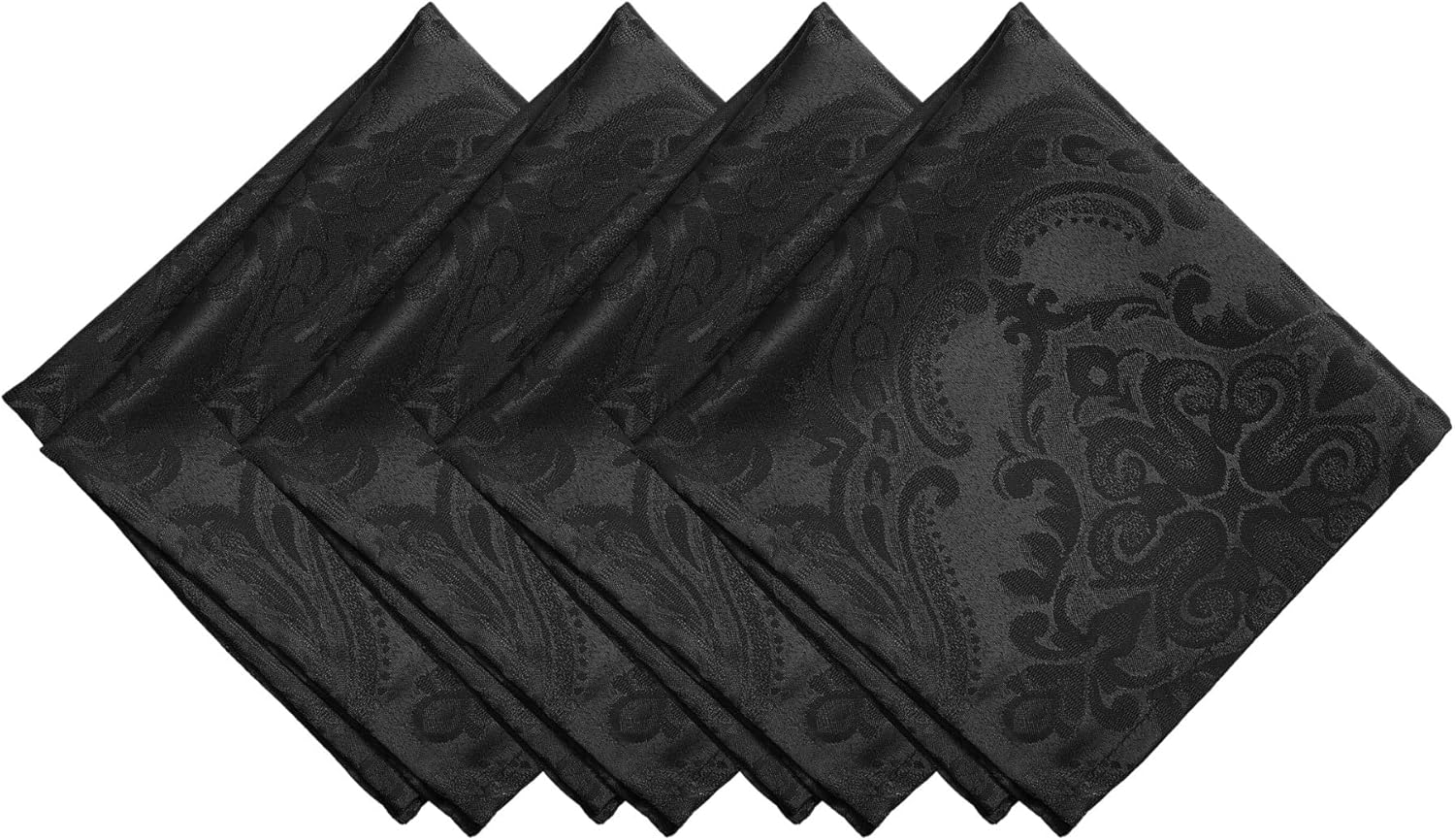Elrene Home Fashions Caiden Elegance Damask Napkin Set of 4, 17" X 17", Black