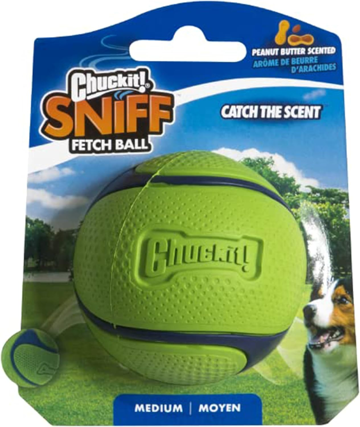 Chuckit! Sniff Ball Dog Toy, Durable High Bounce Peanut Butter Scented Rubber Dog Ball Fetch Toy, Medium, 1 Pack image number 2