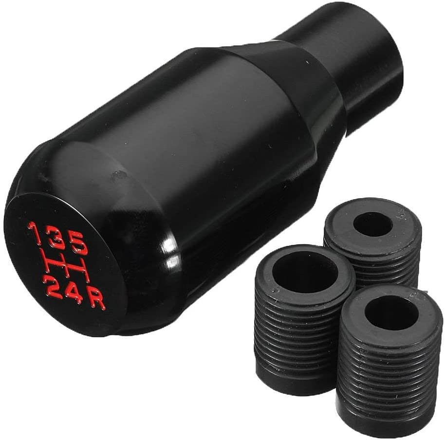 Shifter Adapter Universal 5 Speed Manual Metal Chrome Gear Shift Knob Lever Stick Pen Handle Head Car Styling Accessories Racing Style (Black) image number 3