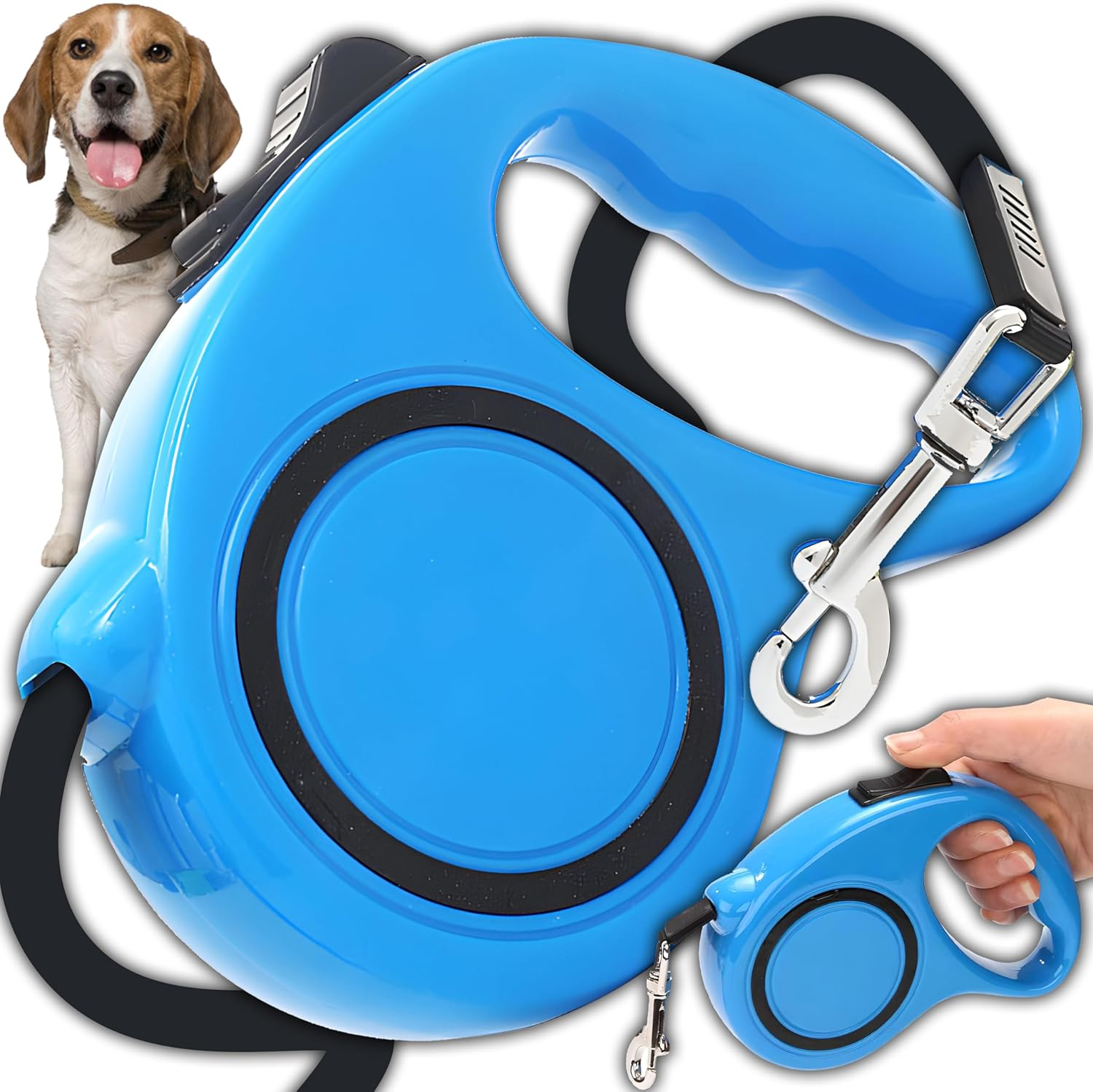 Retoo Retractable Dog Lead 3 M for Small and Large Dogs, Flexible Band for Right Walks, Dog Leash, Comfortable Handle, Belt Lead, Robust Extendable Lead for Walking, Roll Lead, High-Quality Lead image number 6