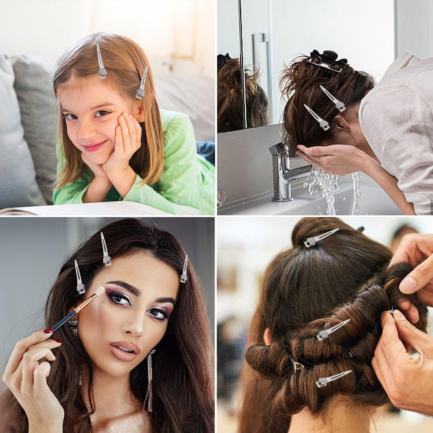 40 Pieces Pony Crocodile Hair Clips, Classic Silver Metal Clips, Simple and Fashionable Hair Accessories, Firm and Non-Sliding and Women'S Hairstyle Decoration image number 2