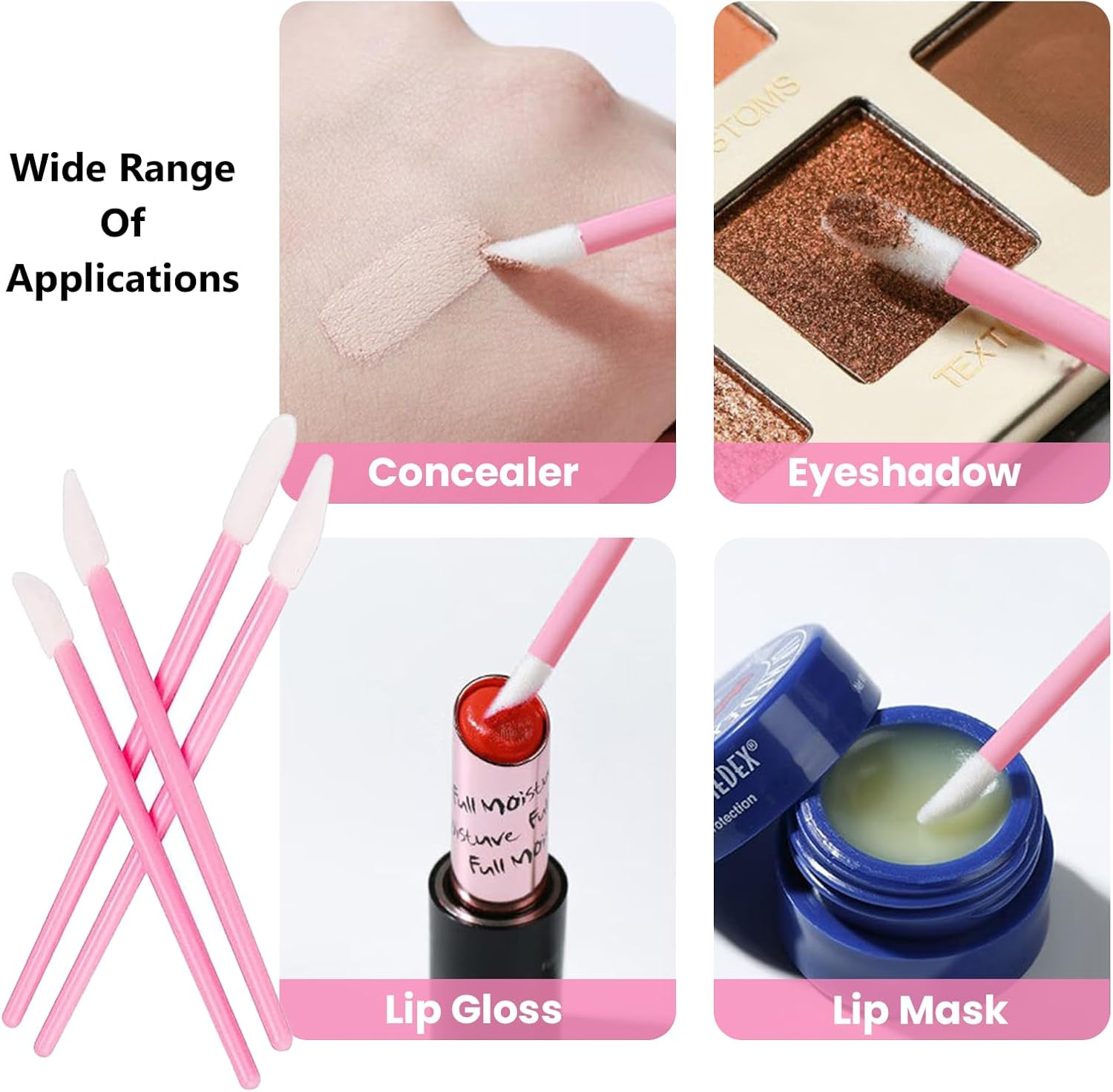 Agwenkui 200 PCS Disposable Lip Brush Wands Lipstick Applicator Lip Gloss Concealer Brushes - Disposable Lip Brush Wands for Lipstick Applicator Makeup Brushes (Hygienic Single Use) image number 3