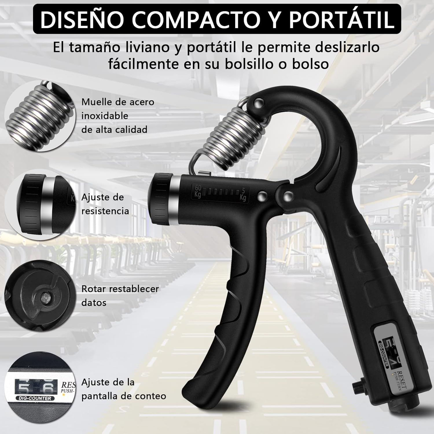 Spardar Electronic Counting Grip Strengthener with Double Spring, 5-165 Kg Adjustable Forearm Exerciser, Advanced Gripper for Strength/Recovery/Knuckle Training for Men and Women image number 6