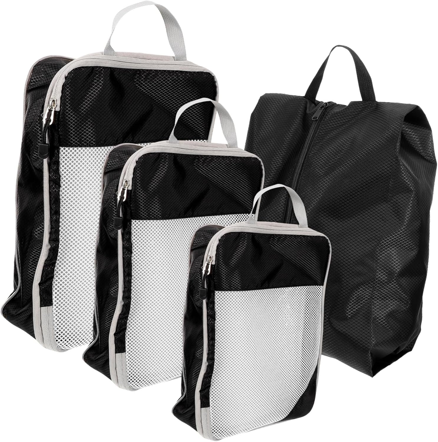 VANZACK 4Pcs Travel Packing Organizers Set with Mesh, Expandable Compression Cubes for Clothing, Shoes, and Toiletries Storage, Lightweight Luggage Bags for Suitcase and Travel Toiletry Gear image number 2