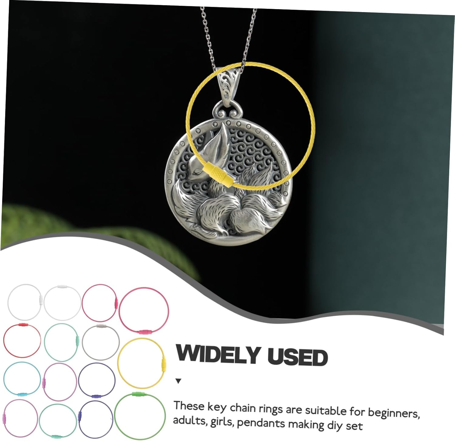 SAFIGLE 60Pcs Keyring Circle Wire Keychain Cable Loop Holder Key Ring Luggage Wire Tags image number 4