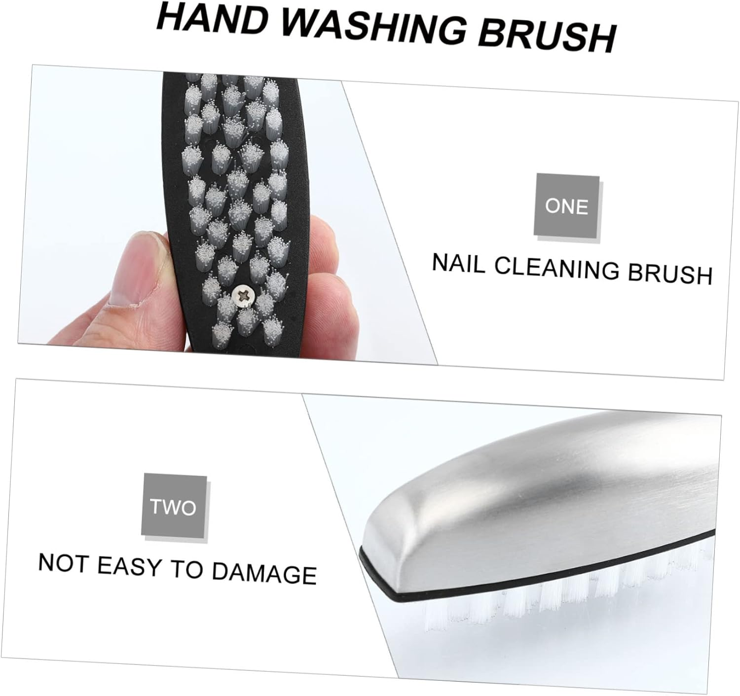 DINHEAROM Stainless Steel Nail Brush for Manicure Kitchen Cleaning Versatile Nylon Bristles for Mechanics Gardeners Home Use Easy Storage Comfortable Grip image number 5