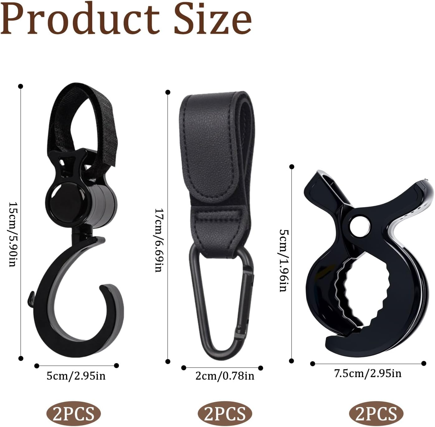 6 Pcs Pram Clips, Multi-Purpose Pram Hooks, Pram Accessories, Special Hook for Strollers, Baby Stroller Clip, Used for Hanging Shopping Handbags and Diaper Bags to Prevent Them from Falling image number 6