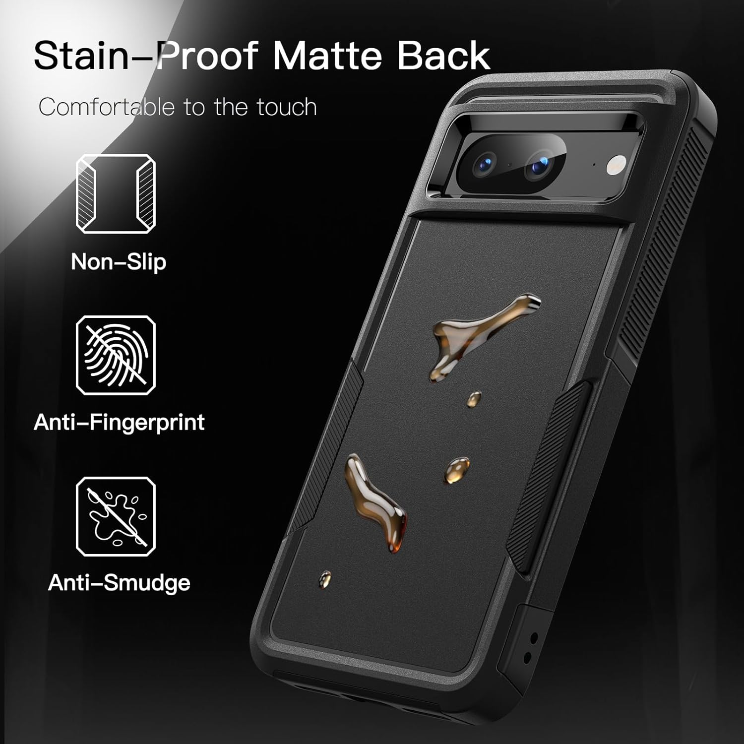 Jetech Case for Google Pixel 8 6.2-Inch 2023, Heavy Duty Dual-Layer Protection, Rugged Tough Shockproof Phone Cover with Matte Design (Obsidian) image number 5