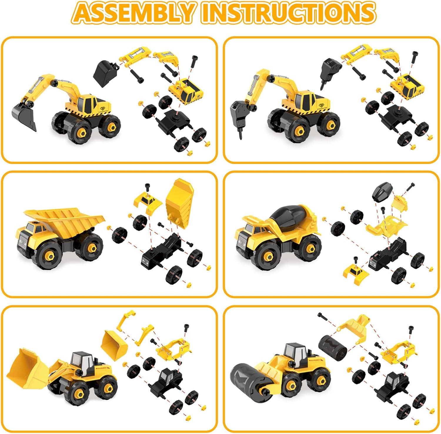 Building & Construction Toys for 3 4 5 Year Old Boys Toy, Kids Take Apart Toy Cars with Excavator Tractor Truck Electric Drill Tool, Educational Stem Toys for Kids Ages 3-5 5-8, Birthday Gifts image number 3