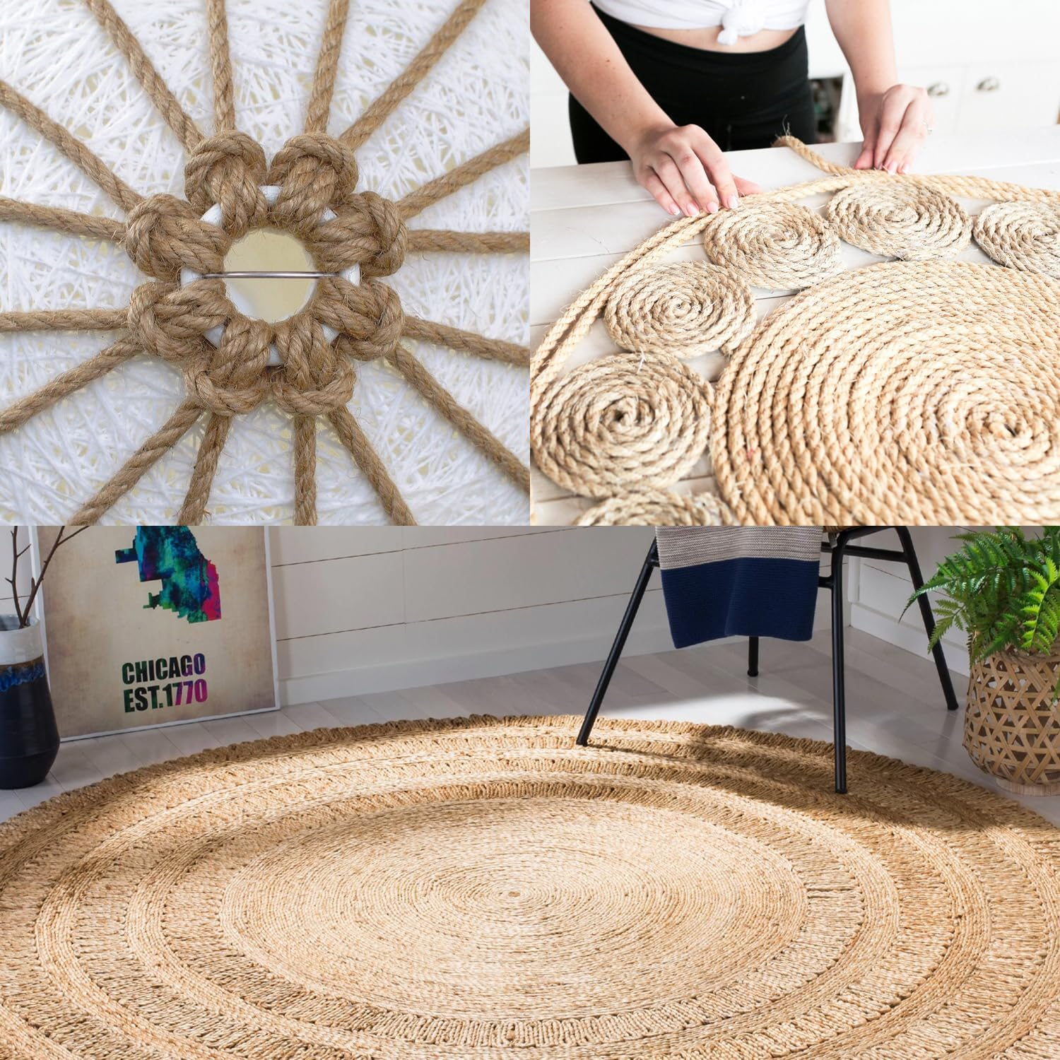 5MM Jute Rope, 100 Feet 6Ply Twisted Heavy Duty and Thick Twine Rope for Crafts Projects Cat Scratcher Scratching Post Tree Gift Wrapping Arts & Crafts Home Decoration Packing Christmas Twine Bulk image number 1