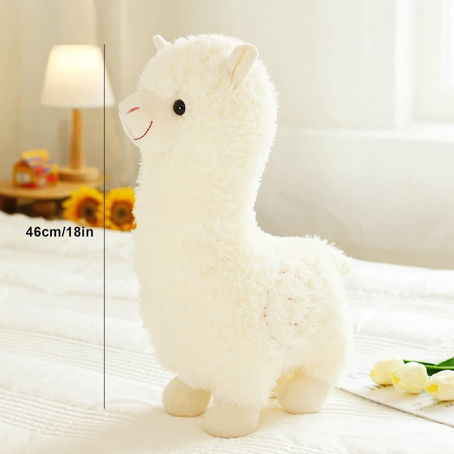18 Inch Alpaca Plush Hug Pillow, Soft Llama Stuffed Animal Plushie Stuffed Llama Alpaca Plush Pillow, Large Soft Fluffy Cushion(White) image number 3