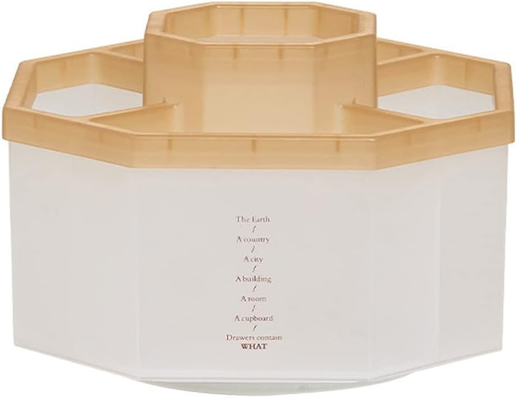 Desk Organizer, 360-Degree Rotating Multi-Functional Pen Holder, 5 Compartments Desktop Stationary Home Office Art Supply Storage Box Caddy ,Transparent Khaki TB2659 - Pink image number 2