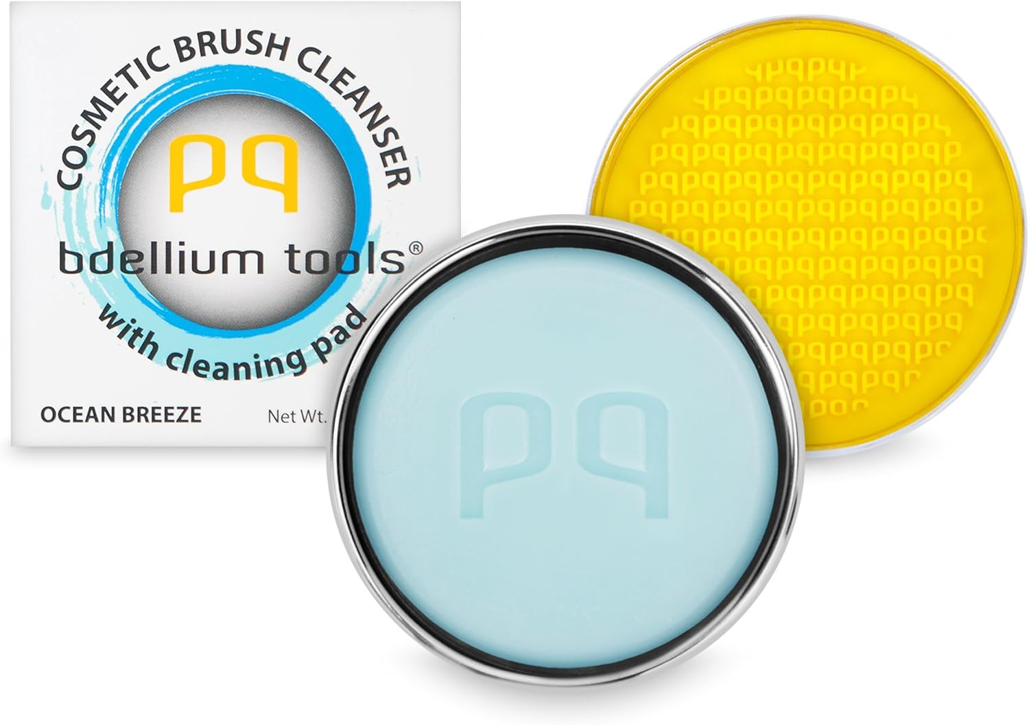 Bdellium Tools Cosmetic Brush Cleanser (Solid Brush Soap) with Cleaning Pad - Ocean Breeze Scent (Blue) image number 1