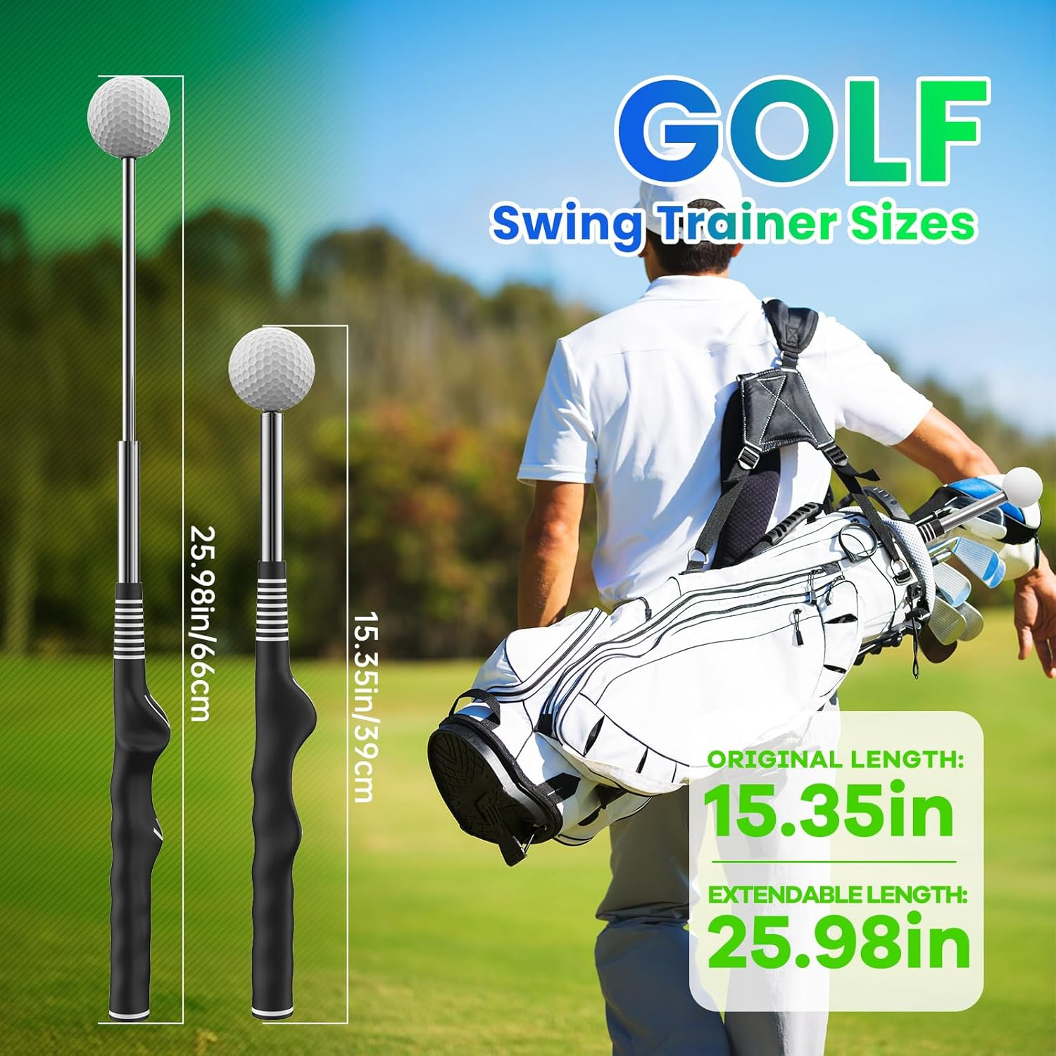 Retractable Golf Swing Training,Golf Training Aid,Golf Grip Trainer,Golf Accessories for Men,Right-Handed Strength & Tempo Training for Chipping Hitting image number 4