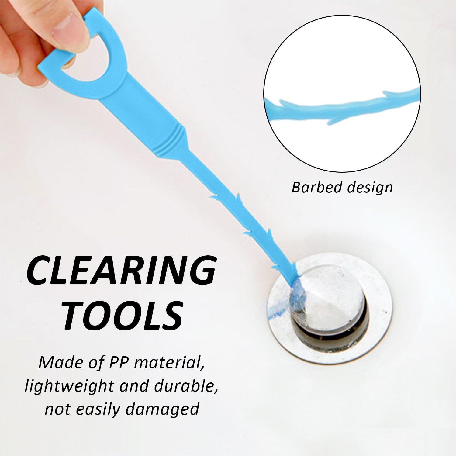 AIRTILY 1-Piece Spring Excavator, 2-Piece Excavator Hooks, Pipe Cleaning Tools, Household Items, Suitable for Sinks, Bathtubs, Drains image number 5