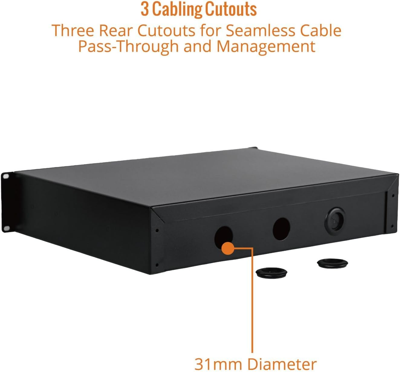 Tecmojo 2RU Rack Drawer, Sliding and Lockable Rack Mount Drawer for 19 Inches Network Equipment/Server/Av Rack or Cabinets Enclosure, Load-Bearing 10Kg, with Cable Management Holes, Black image number 1