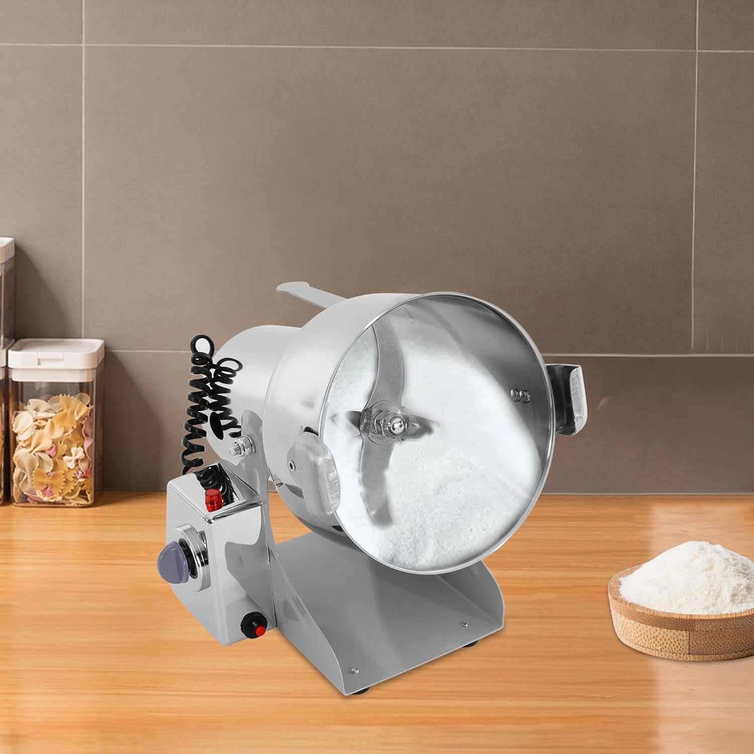 Electric Grain Mill Grinder, 1500G High Speed Commercial Dry Grain Grinder W/Pressured Lid, 4100W 304 Stainless Steel Spice Grinders for Grains, Millet & Spices for Commercial & Home Use image number 4