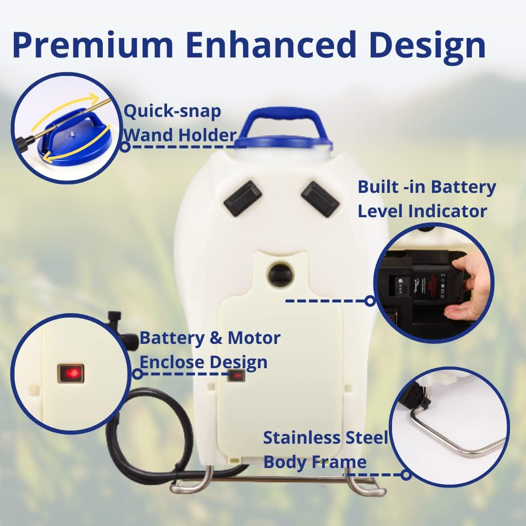 Sprayers plus 105Ex Effortless Backpack Sprayer - 20V Lithium Long Battery Life with High Grade Seals & O-Ring, Brass Wand & Nozzle image number 5