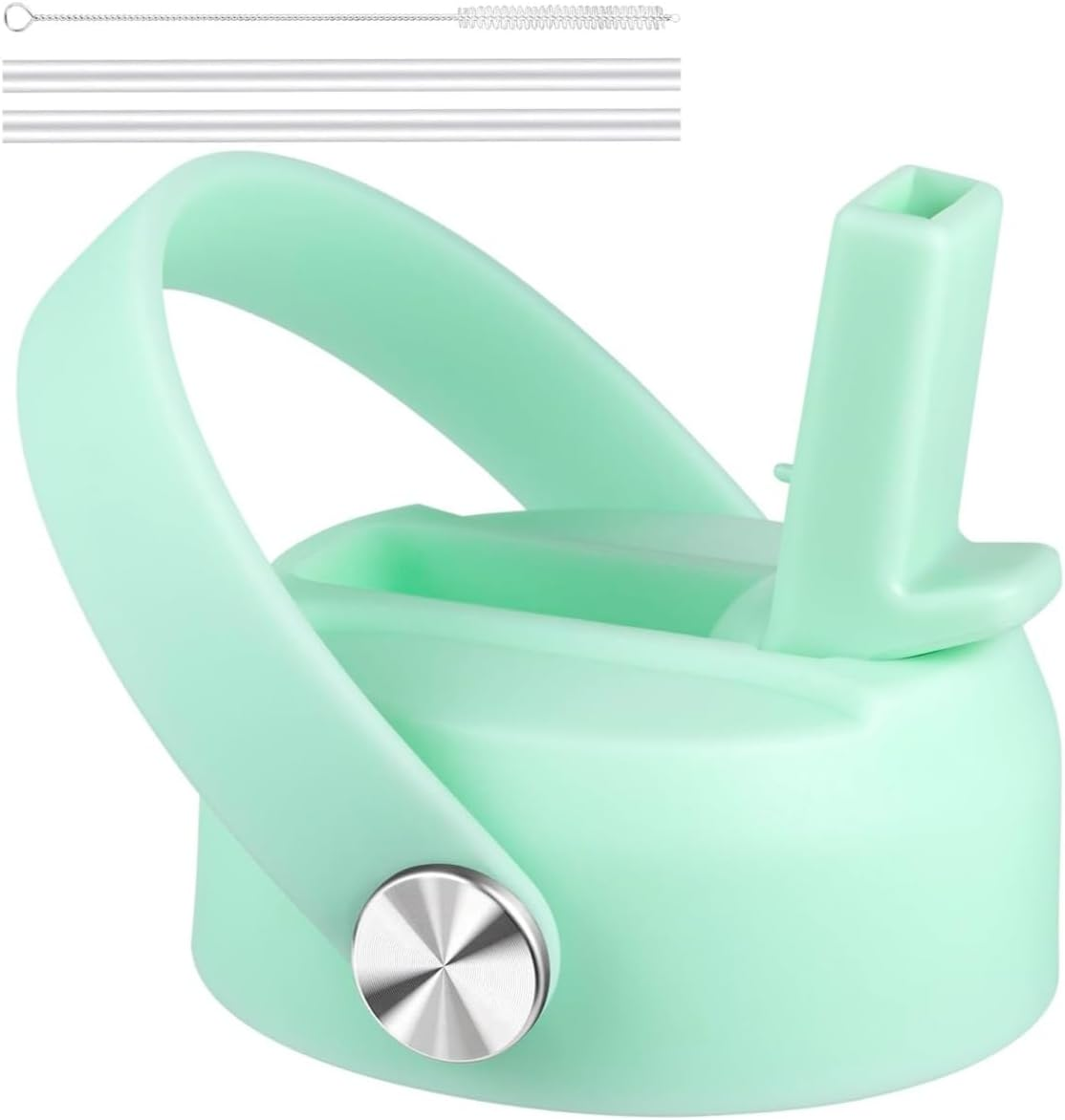 FLORAPELL Straw Lid for Hydro Flask Wide Mouth Water Bottles, Top Lids with Straw Compatible with Hydro Flask 32 40 Oz, Replacement Cap Wide Mouth Accessories Flip Lid Flex Handle (Black - 2 Pack)