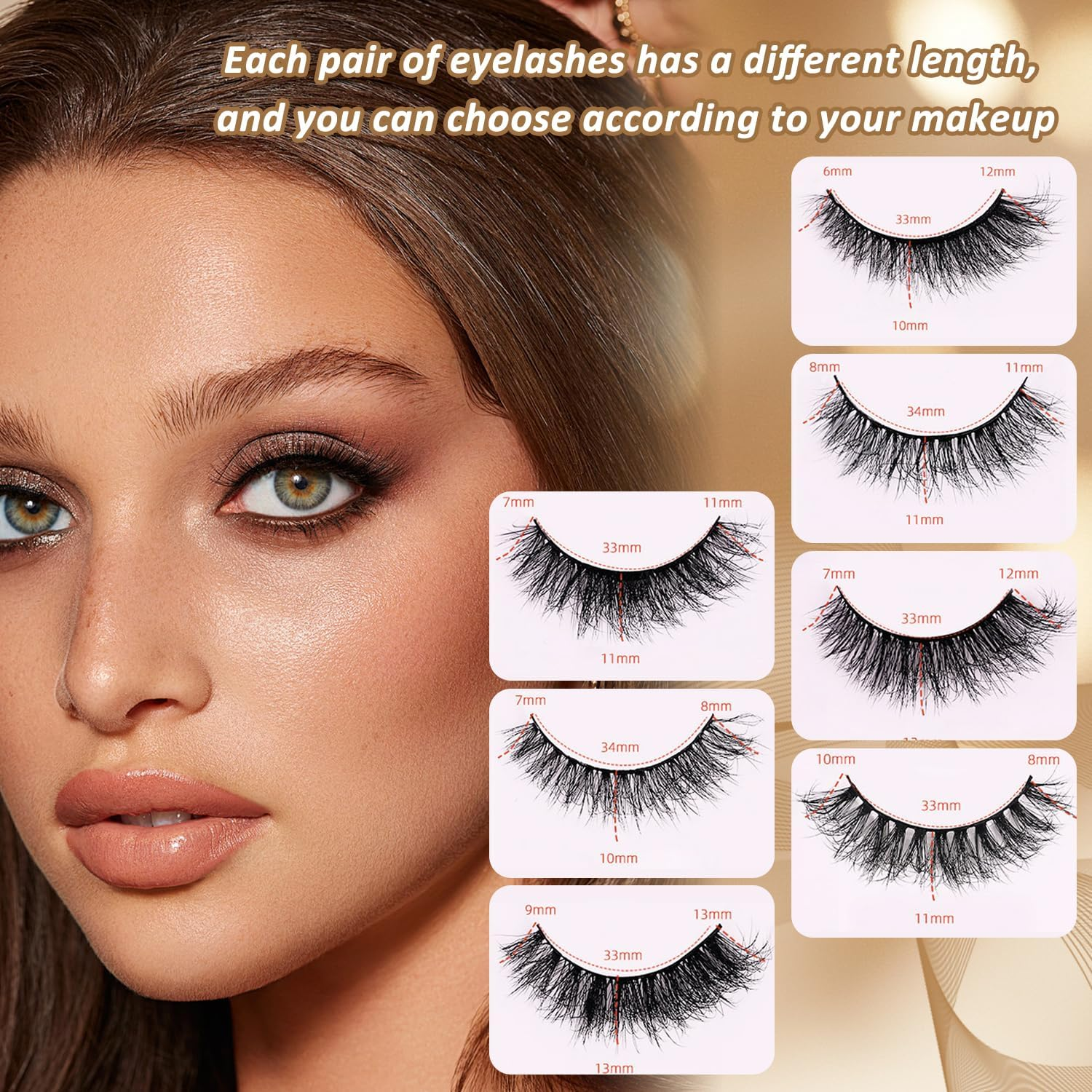 EKIND Explosive Style False Eyelashes - 3D Volume Slant for Stage Makeup,Daily Wear, Perform, Fluffy Extensions Lash Faux Cils Strip (7-Pairs Hybrid Set) image number 5