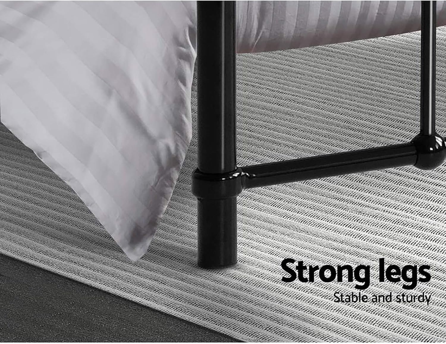 Artiss Queen Metal Bed Frame with Headboard(Base Only), Metal Platform Bed with Easy Assembly, 300Kg Capacity Heavy-Duty Metal Slats with under Bed Storage for Master Bedroom/Guest Room, Black image number 3