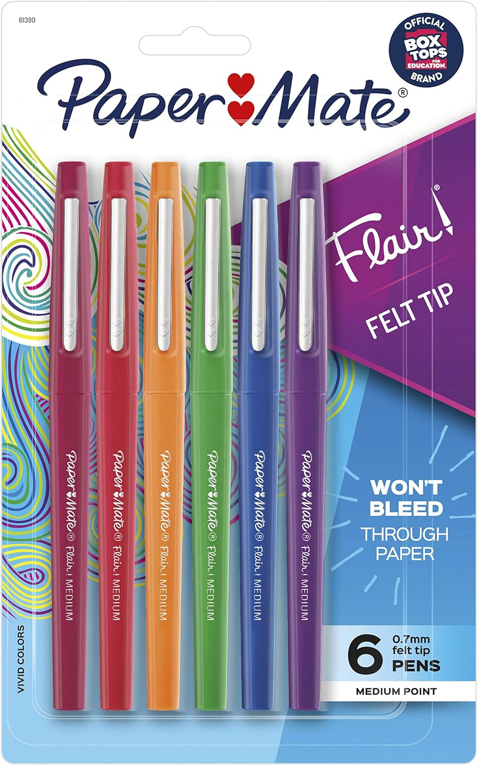 Paper Mate Flair Felt-Tip Pen, Medium Point, Pastel Assorted (Pack of 6) image number 1