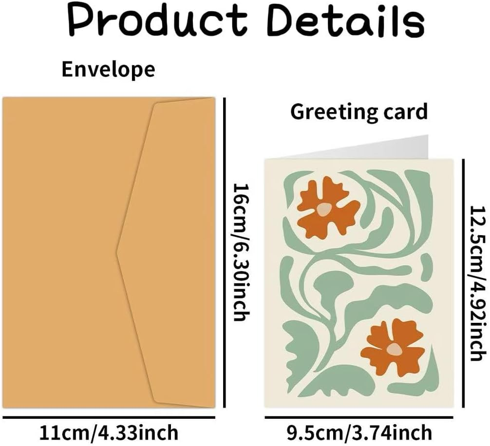 SUPNBDM 12 PCS Birthday Card, Birthday Card Pack, Birthday Cards Bulk, Funny Birthday Card, with Envelopes and Matching Sealing Stickers,For Family, Kids, Friends, Work & Office Celebrations, Flowers, Bohemian Style