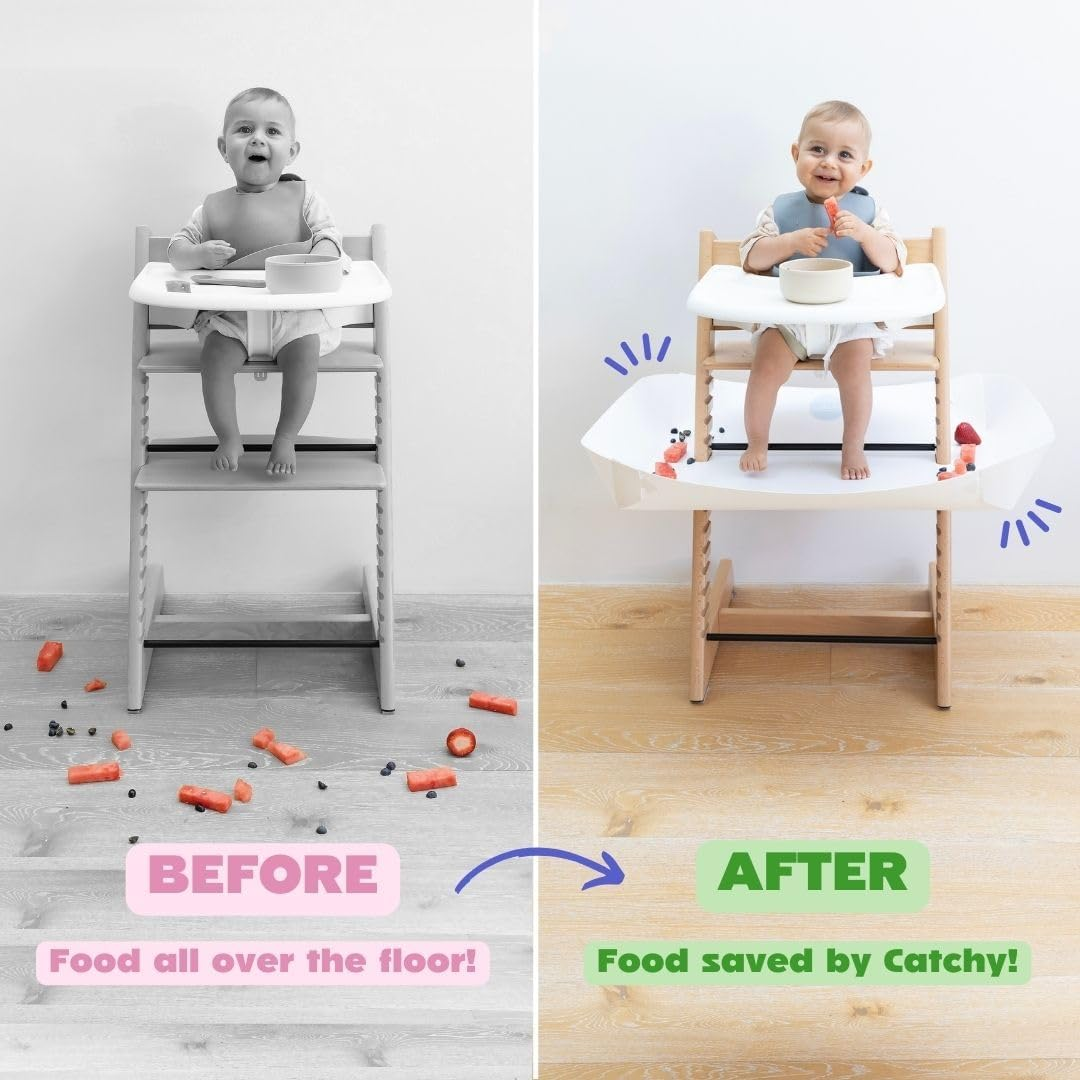 CATCHY - Food Catcher - Compatible with Stokke Tripp Trapp High Chair + 11 Other High Chairs - Highchair Sold Separately - Baby & Toddler Food & Mess Catcher - under High Chair Accessory image number 3