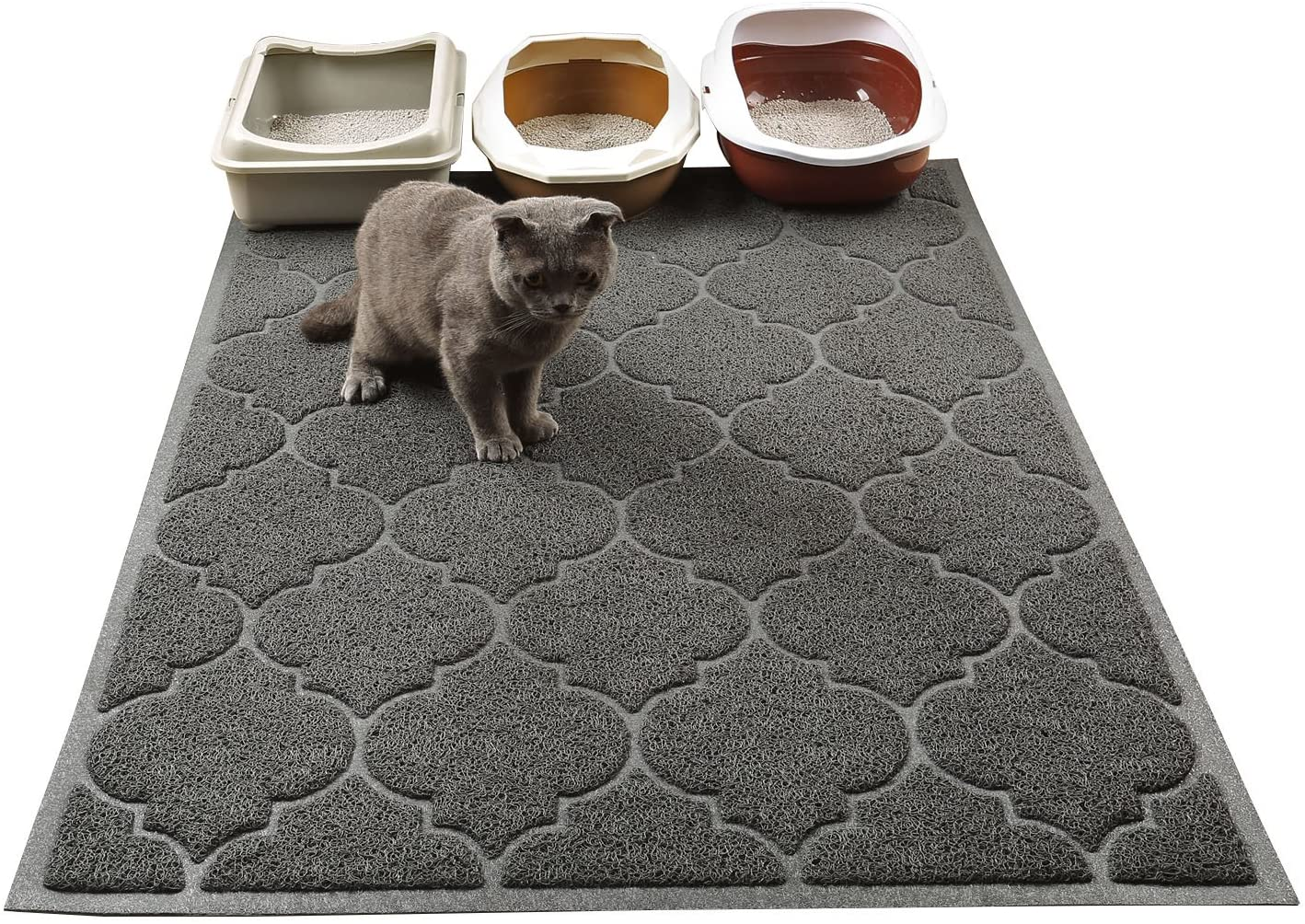 Cat Litter Mat, XL Super Size, Phthalate Free, Easy to Clean, 46X35 Inches, Durable, Soft on Paws, Large Litter Mat. image number 5