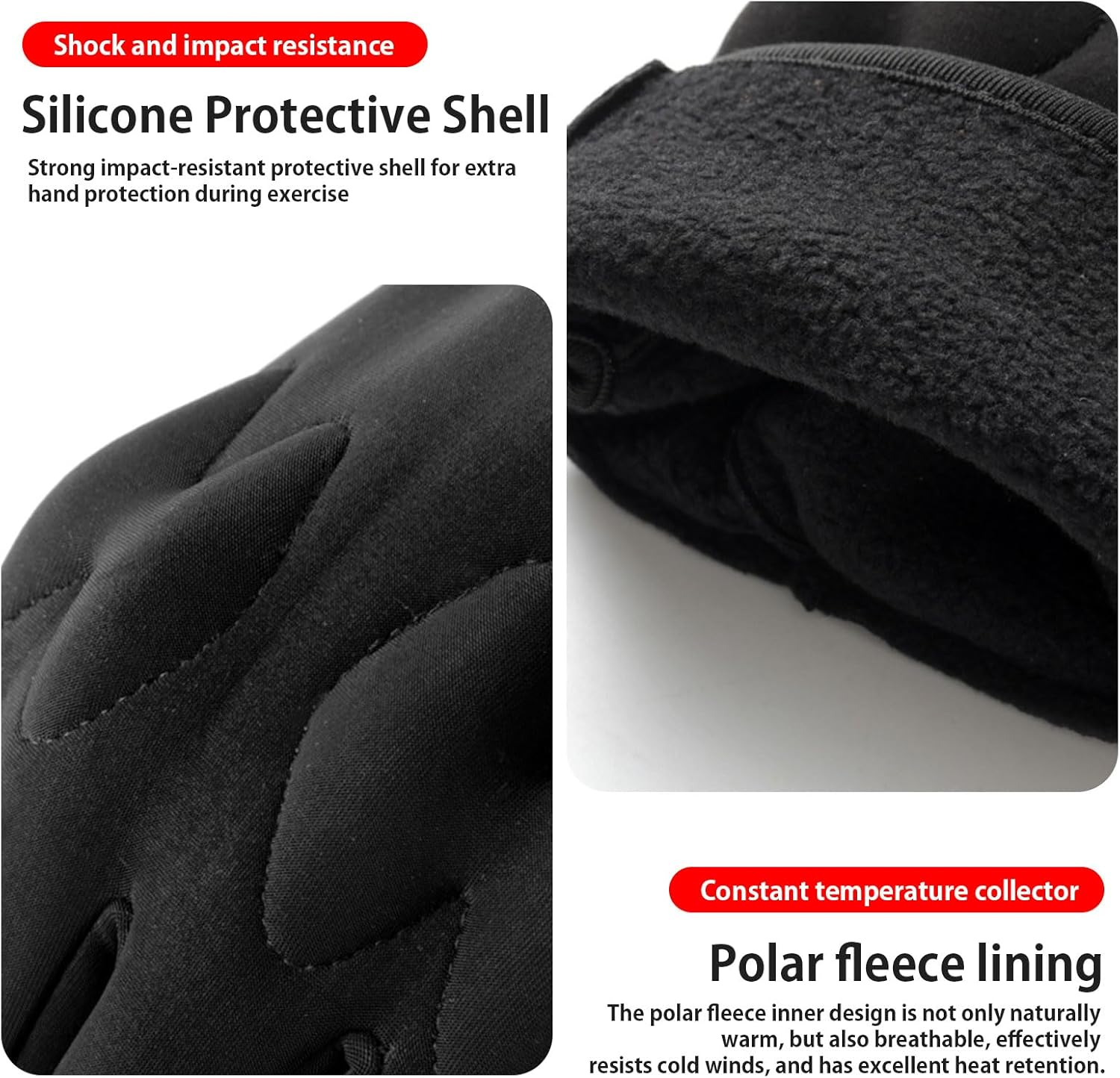 Men'S Winter Gloves Fleece Lining Waterproof Anti-Slip Windproof Cold Protection Cycling Mountaineering Fishing Unisex image number 4