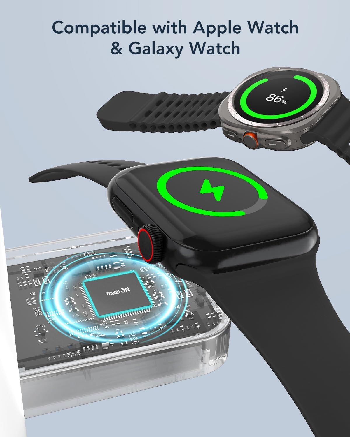 TOUGH on Magmax 3 in 1 Wireless Charger, Qi2 15W Fast Charging Station with Gesture-Controlled Rotation, Magsafe-Compatible Stand for Iphone 17/16/15, Apple Watch, Airpods, Samsung Galaxy S25 Series image number 4