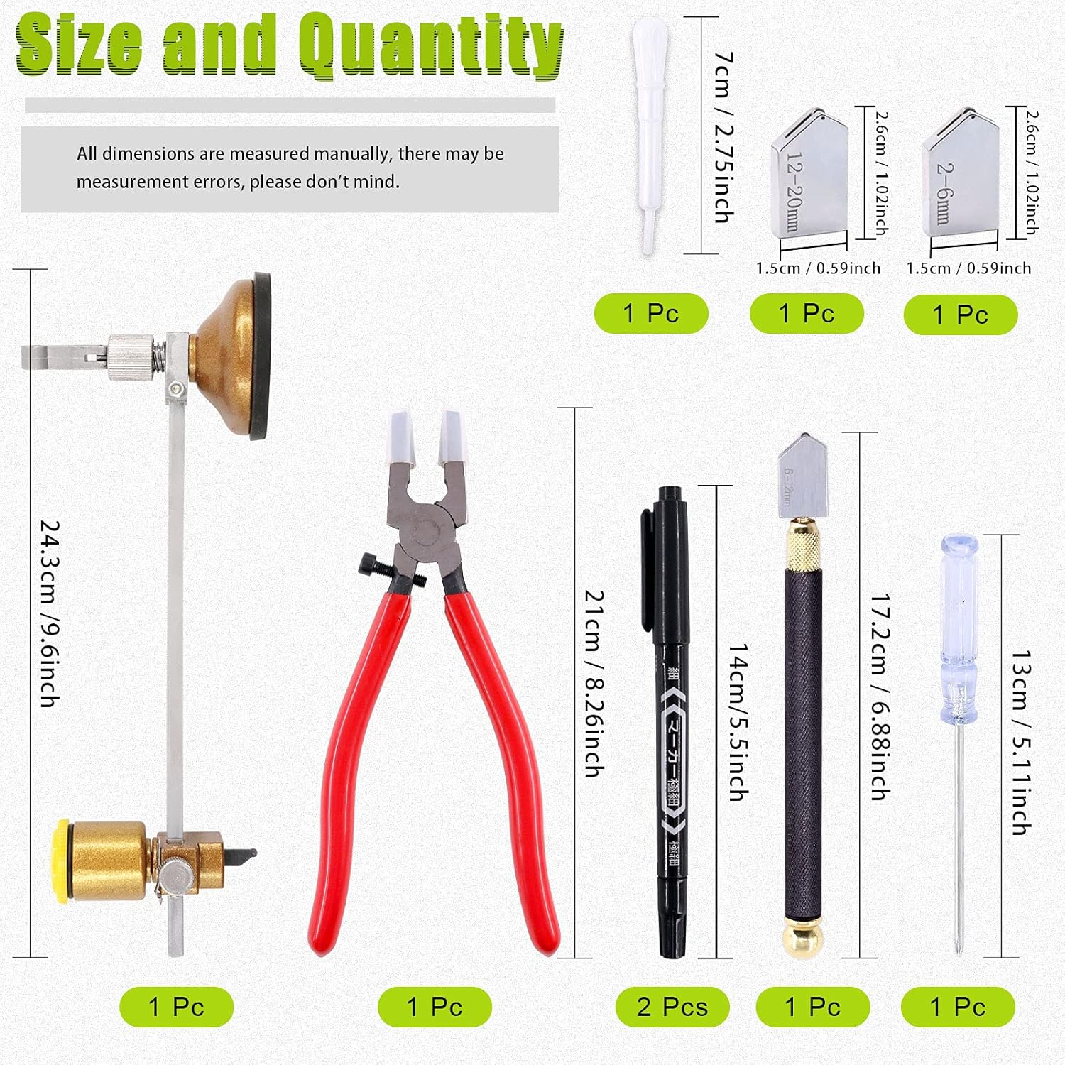 Keadic Glass Cutting Tool Set Contains Glass Running Pliers, 2Mm-20Mm Oil Feed Carbide Tip with 3 Bonus Blades, Calibrated Portable Circular Glass Cutter for Mirrors Windows Mosaic Stained Glass image number 4