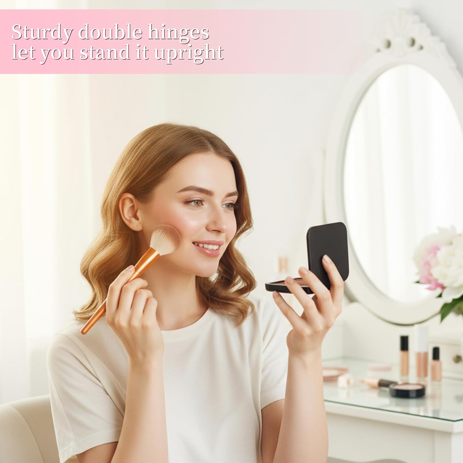LXUEJIE Compact Mirror with Magnification 15X Double-Sided Travel Mirror Portable Cosmetic Mirror Foldable Makeup Mirror for Travel Precision Makeup (Black) image number 5