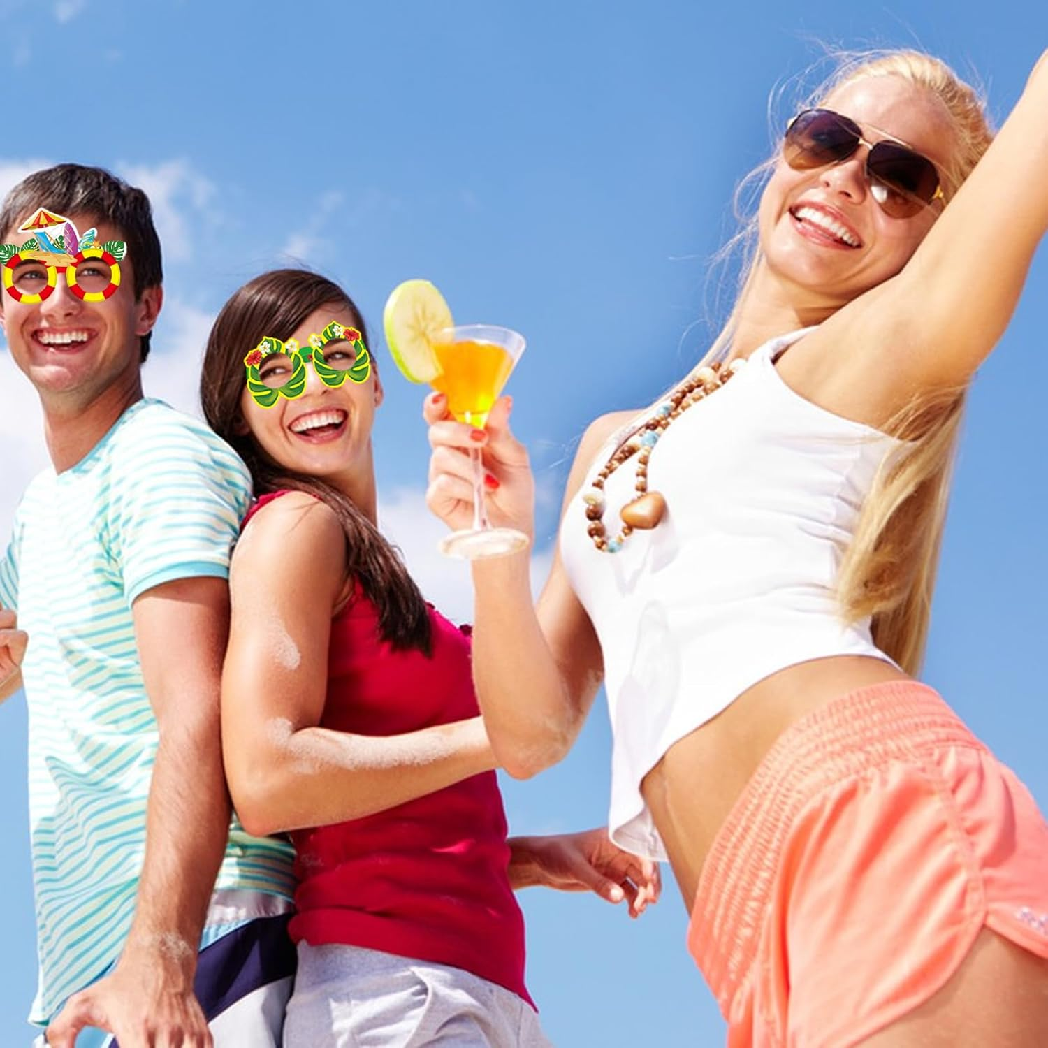 Homiliky 12Pcs Hawaiian Party Glasses,Novelty Luau Party Glasses for Adults Kids,Paper Party Eyeglasses Mask,Hawaii Tropical Party Eyewear Glasses,Summer Beach Party Photo Props Fancy Dress Decoration