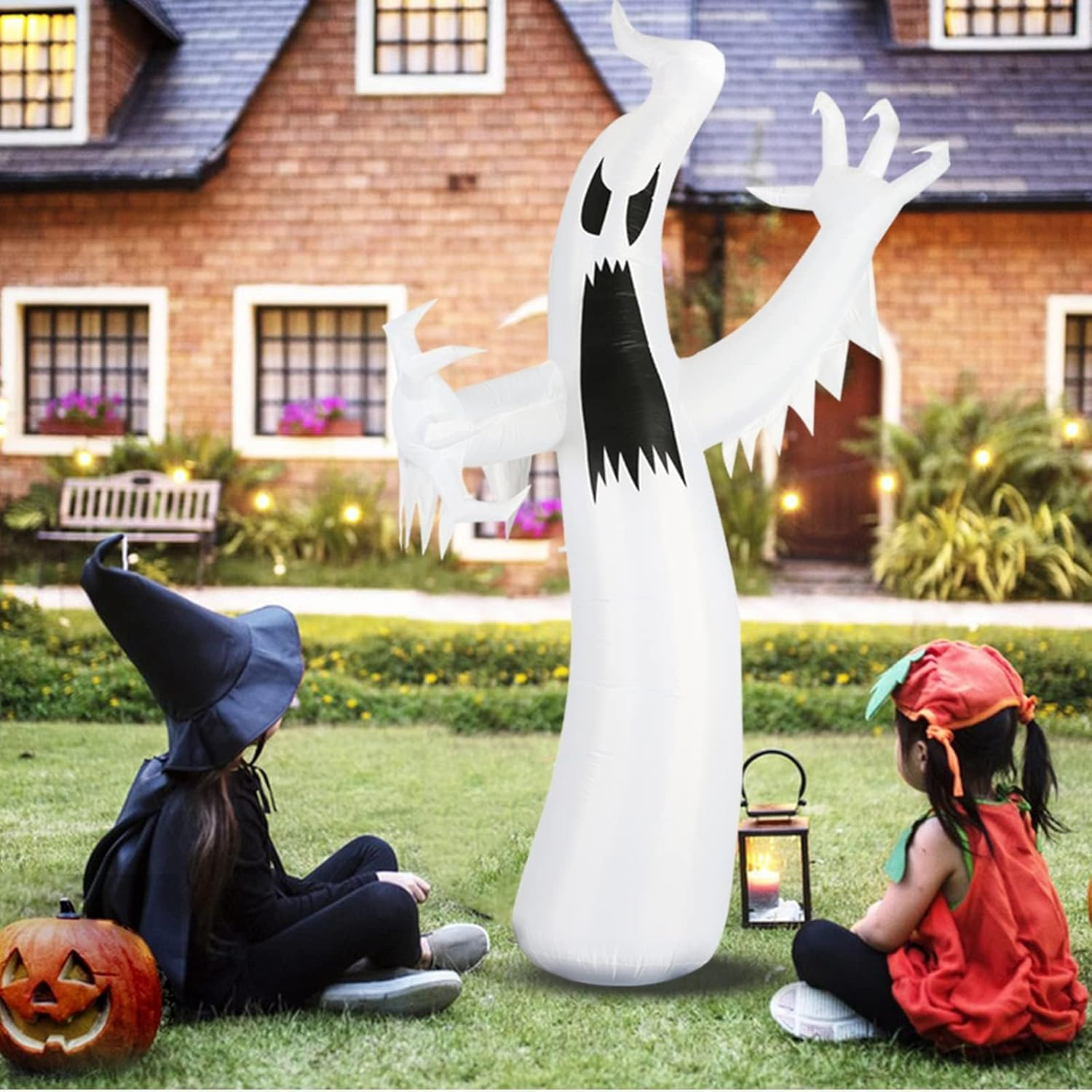 8 FT Halloween Inflatables Ghost Decorations Outdoor Indoor Blow up Yard Decor with Built-In Colorful Leds for Lawn Garden Holiday Party image number 4