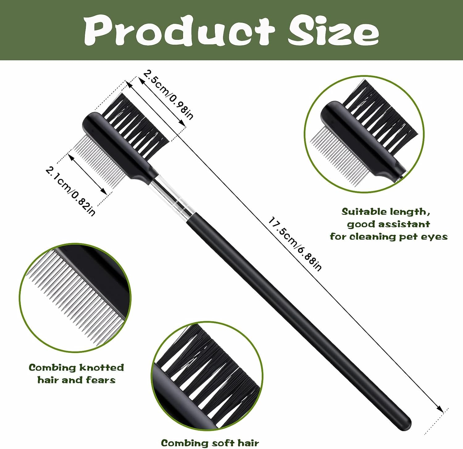 Dog Tear Stain Remover Comb,2 PCS Dog Flea Comb Double-Sided Tear Stain Remover Comb Grooming Comb Eye Comb Brush for Pet Cat Dogs Kitten Puppy image number 4