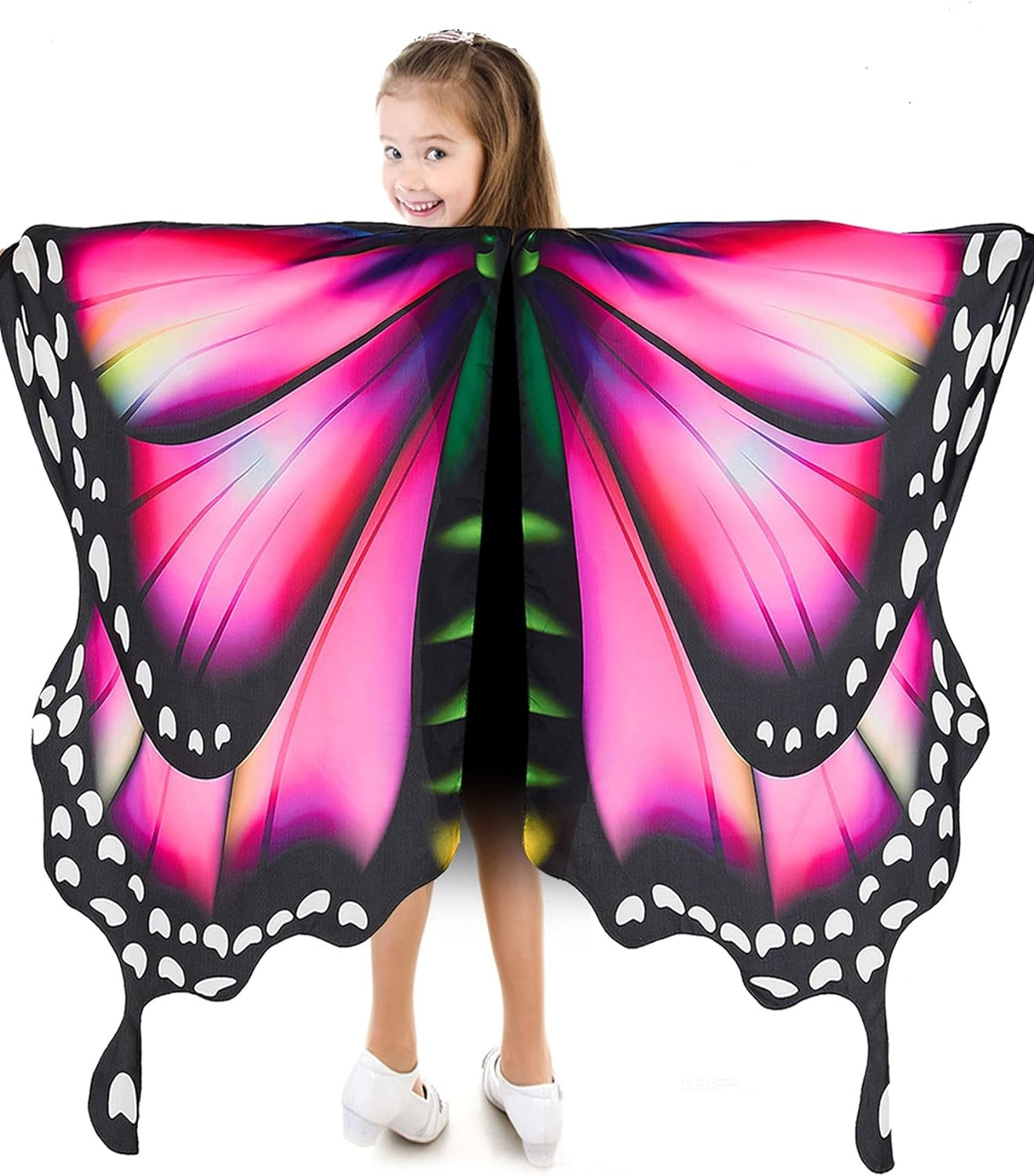 Butterfly Wings for Girls Butterfly Halloween Costume for Girls Butterfly Fairy Wings Shawl with Mask and Antenna Headband