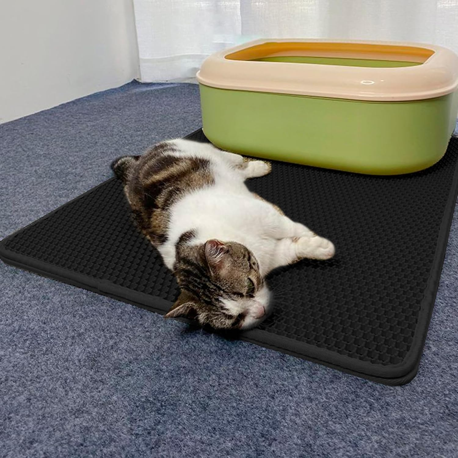 Cat Litter Tray Mat, Cat Mat 90 X 60 Cm, Cat Litter Mat, Waterproof Cat Litter Tray Mat, Double Layer Design, Honeycomb, Cat Litter Tray Mat, Easy to Clean for Cats Dogs image number 4