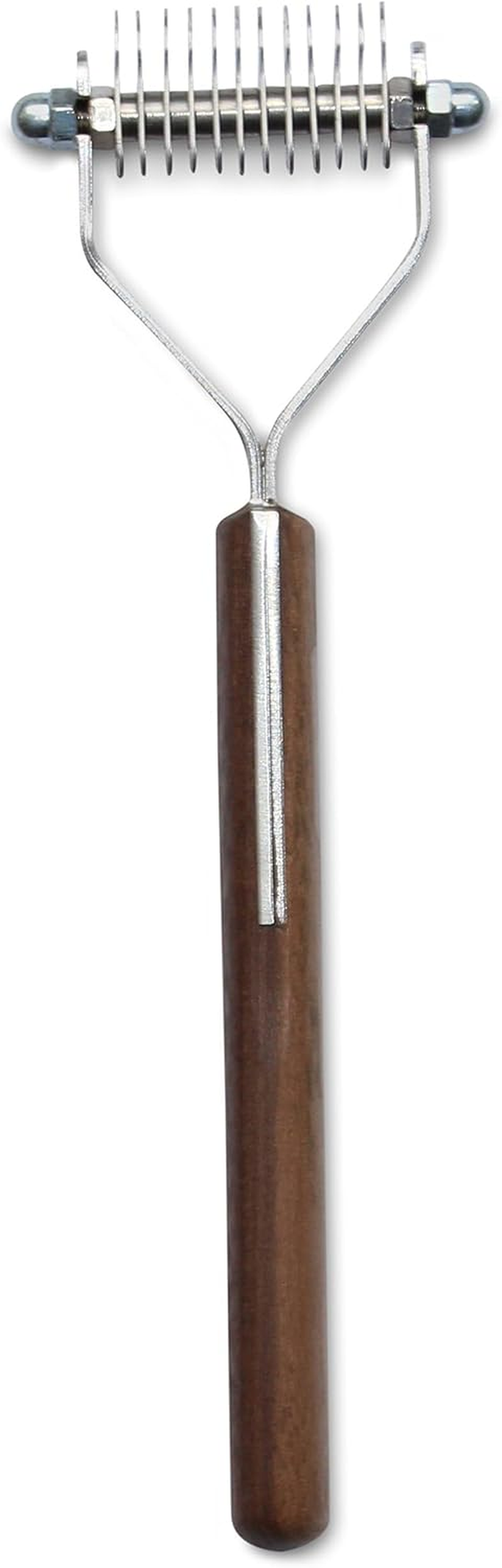 Mars Coat King Blunt Dematting Undercoat Grooming Rake Stripper Tool for Dogs and Cats, Stainless Steel with Wooden Handle, Made in Germany, 12-Blade image number 2