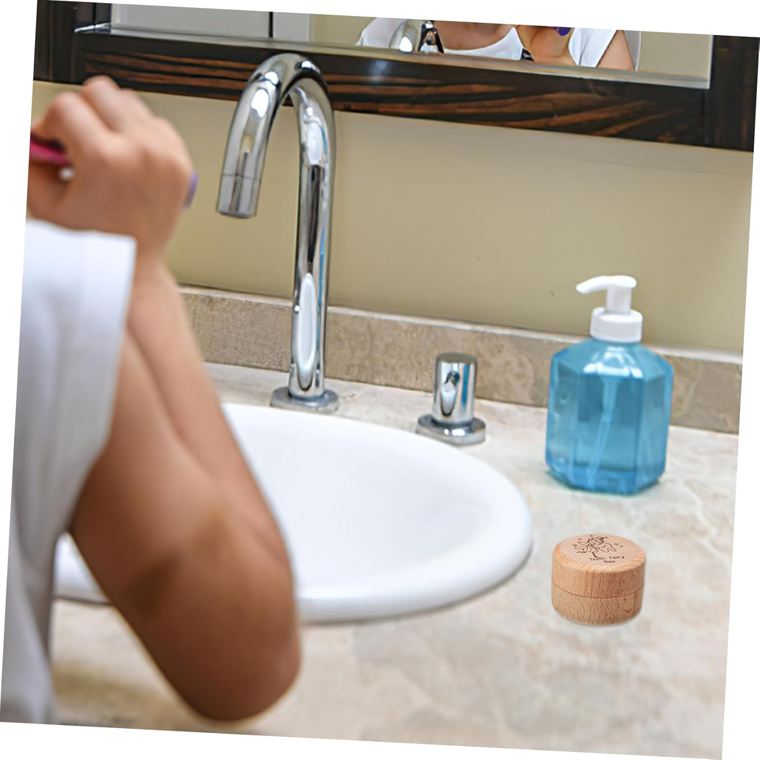 Wooden Tooth Keepsake Box for Cute Tooth Fairy Box with Smooth Edges and Tight Seal for Boys Natural Grain Storage for Teeth image number 1