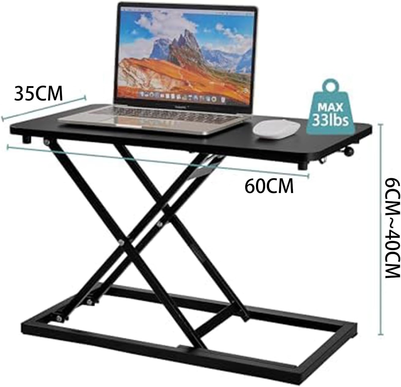 Cozioz Adjustable Height Standing Desk Converter, Matte Black Finish, Transform Your Desk into a Standing Workstation for Laptop and Single Monitor, Ideal for Office Use image number 5