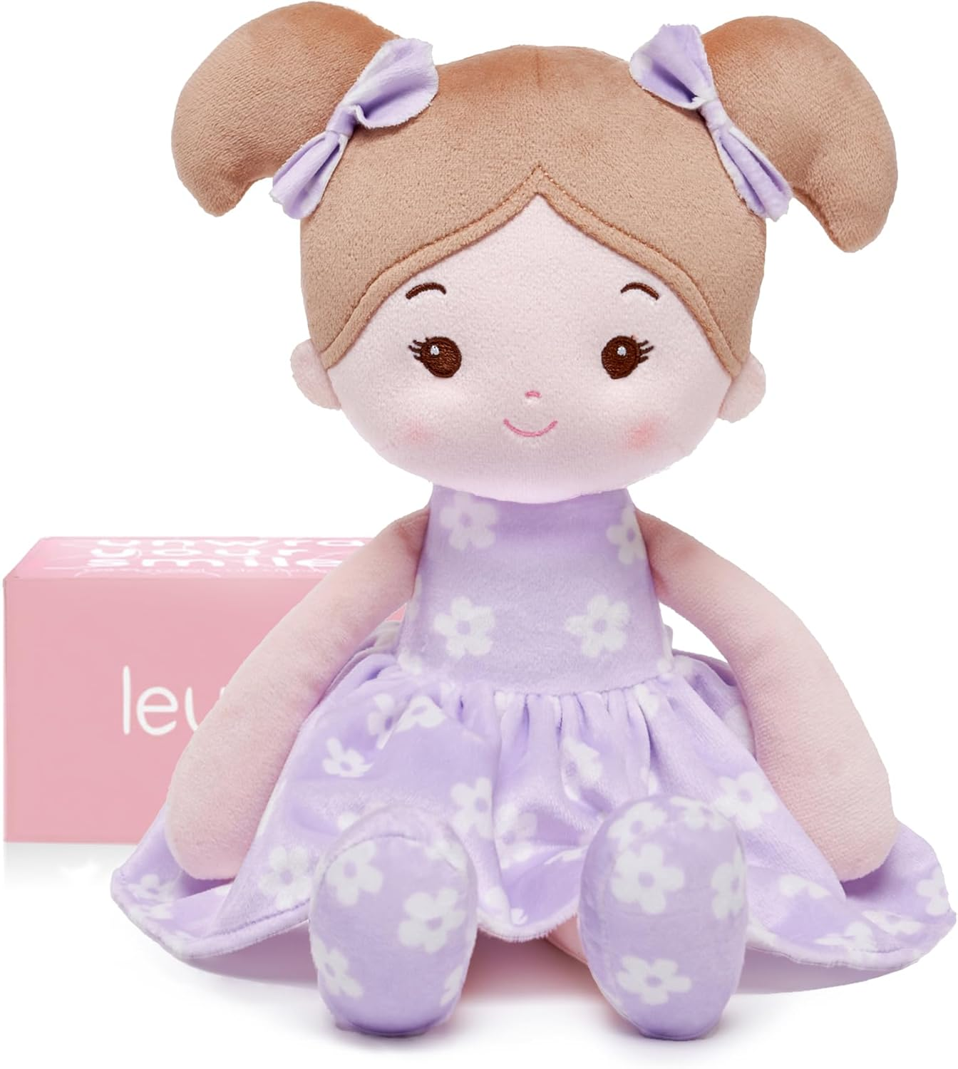 Leyadoll Soft Baby Doll Toys (12''), My First Baby Rag Doll for 1 Year-Old Girl Birthday, Leya Doll Christmas Plush Toys for Toddler Kids Infants -Florabelle-Pink