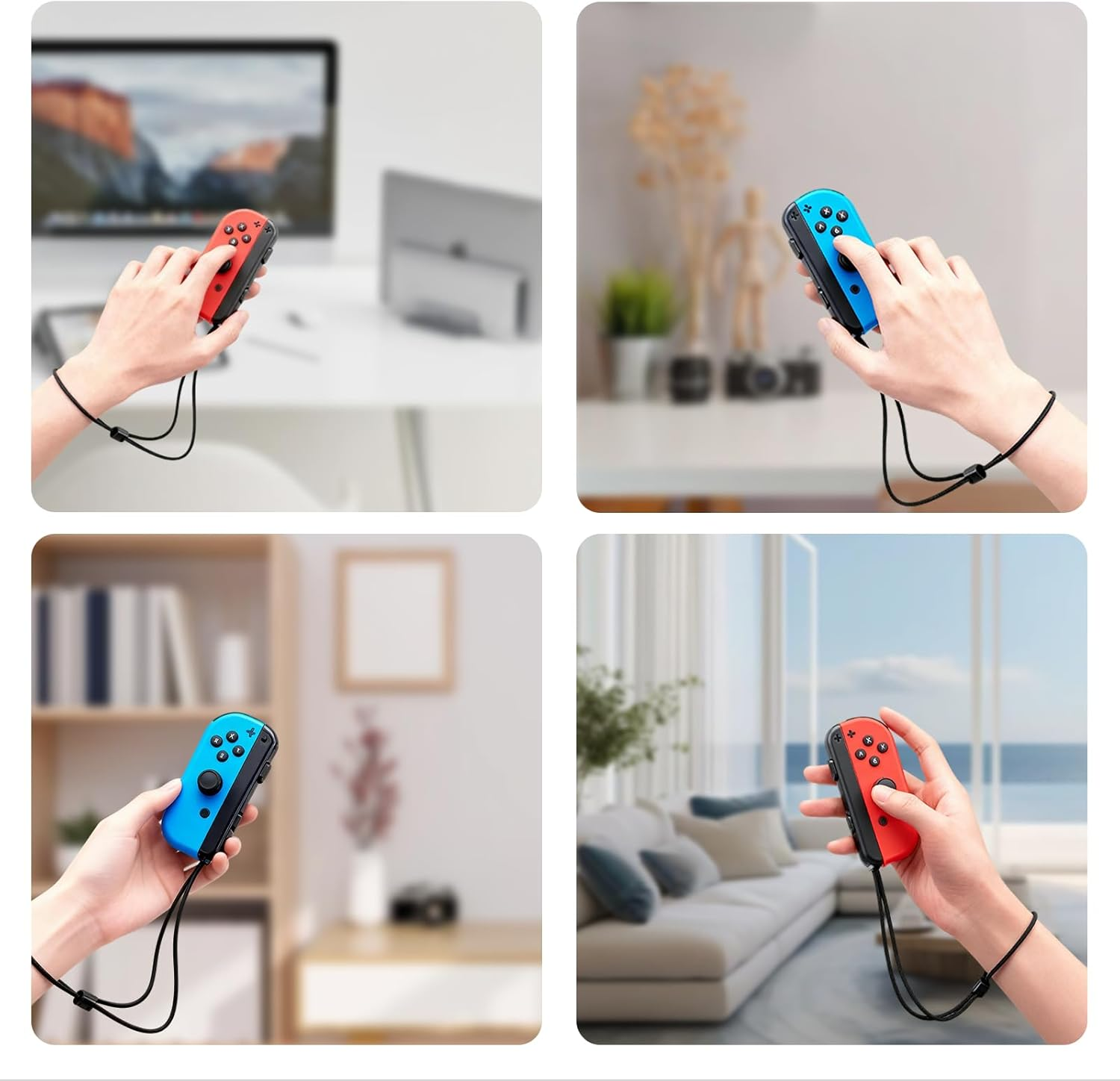 ONBPIY 2-Pack Wrist Straps for Nintendo Switch Joy-Con Adjustable Lanyards with Secure Lock Replacement Accessories Black